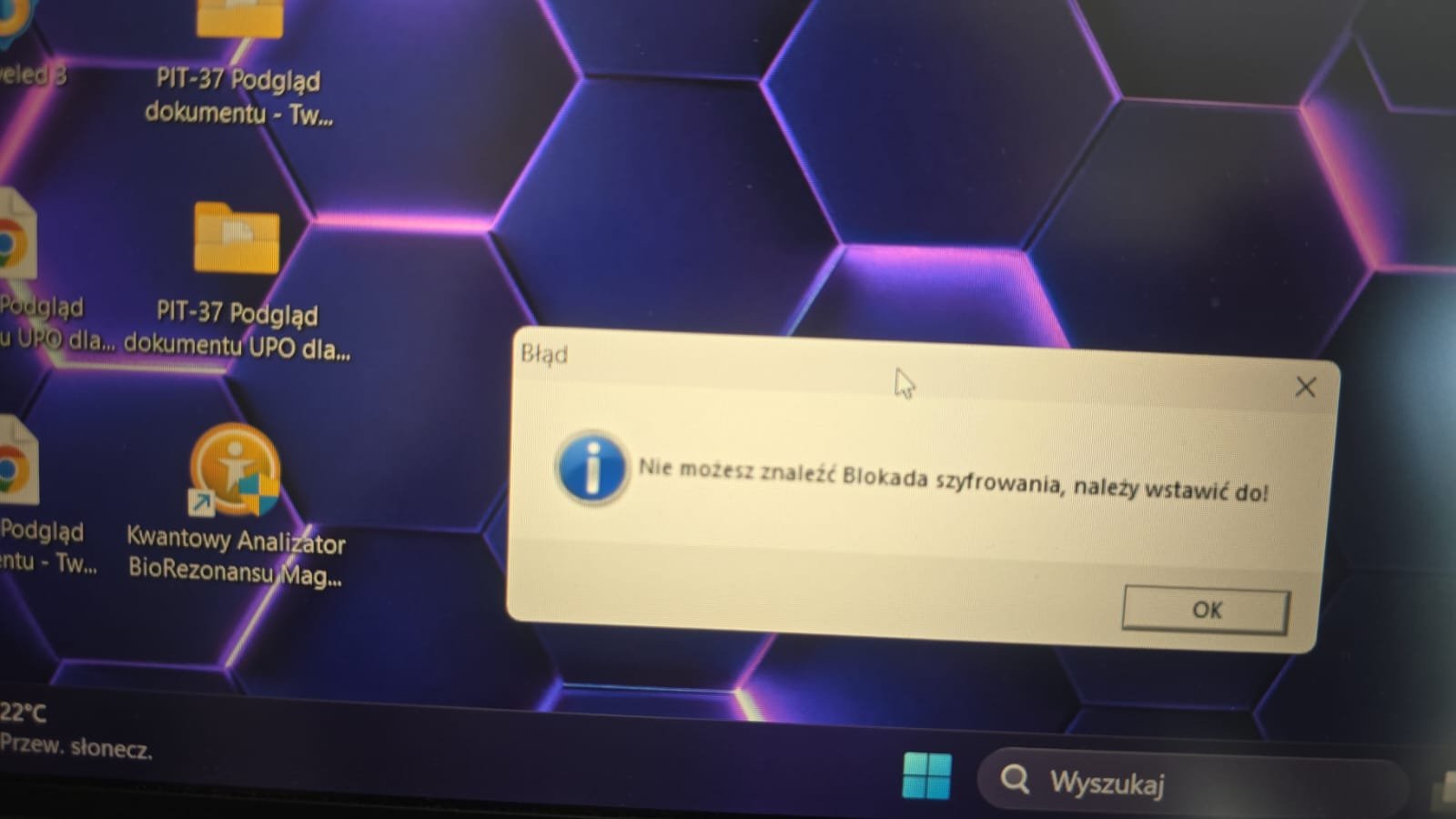 quantum resonance magnetic analyzer encryption lock error message screen