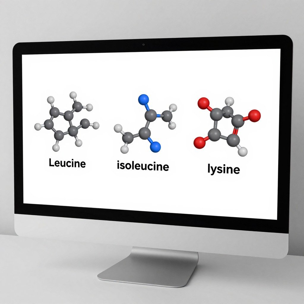 Amino acid molecular structure diagram displayed on QRMA analyzer screen