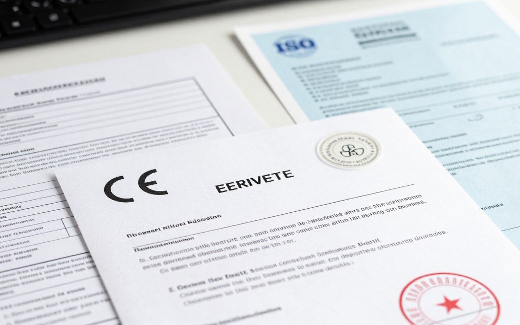 CE certification document and quality control stamps for MAIKONG QRMA analyzer