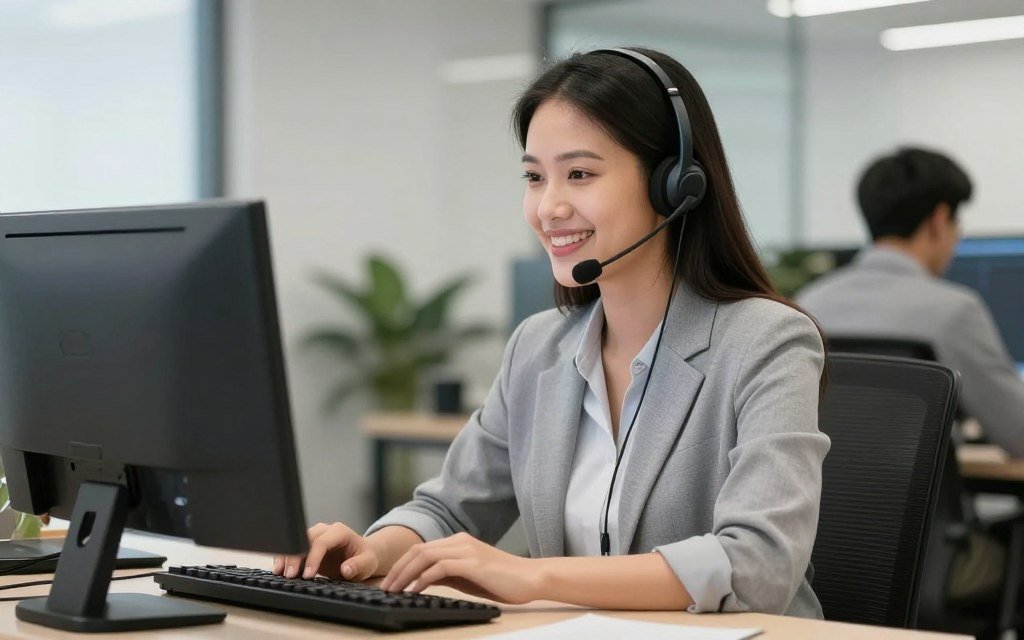 Customer service representative answering questions