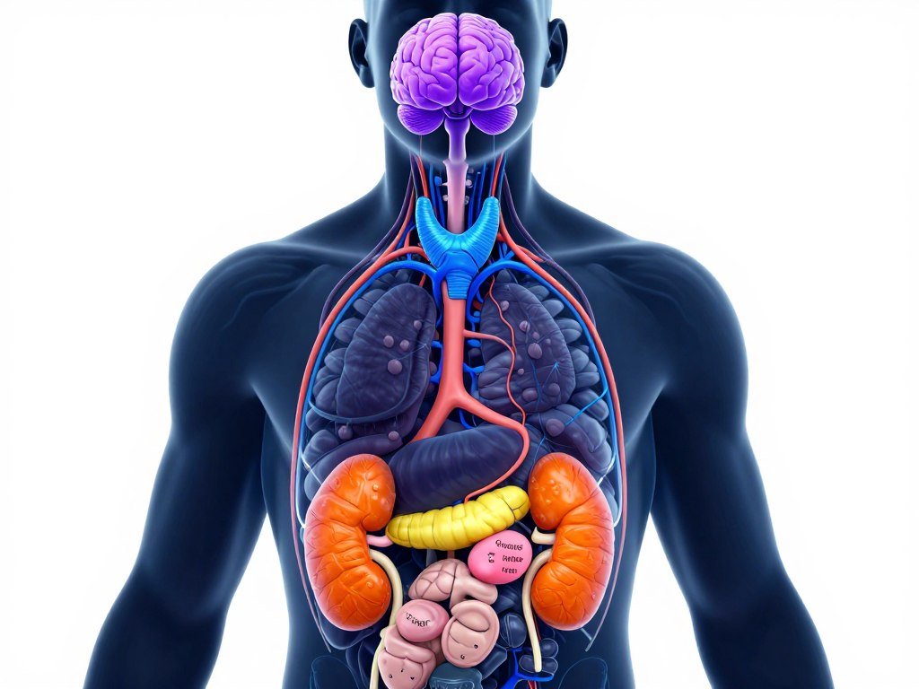 Endocrine system diagram showing hormone-producing glands highlighted on human body outline