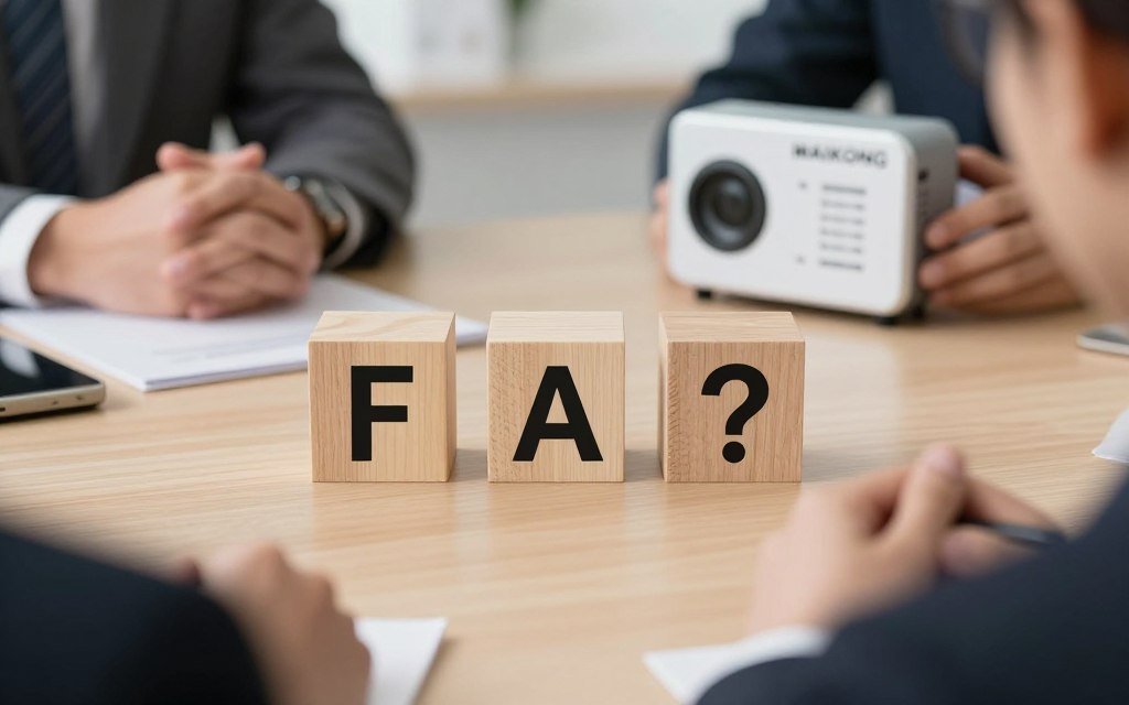 FAQ concept with question marks and MAIKONG quantum analyzer