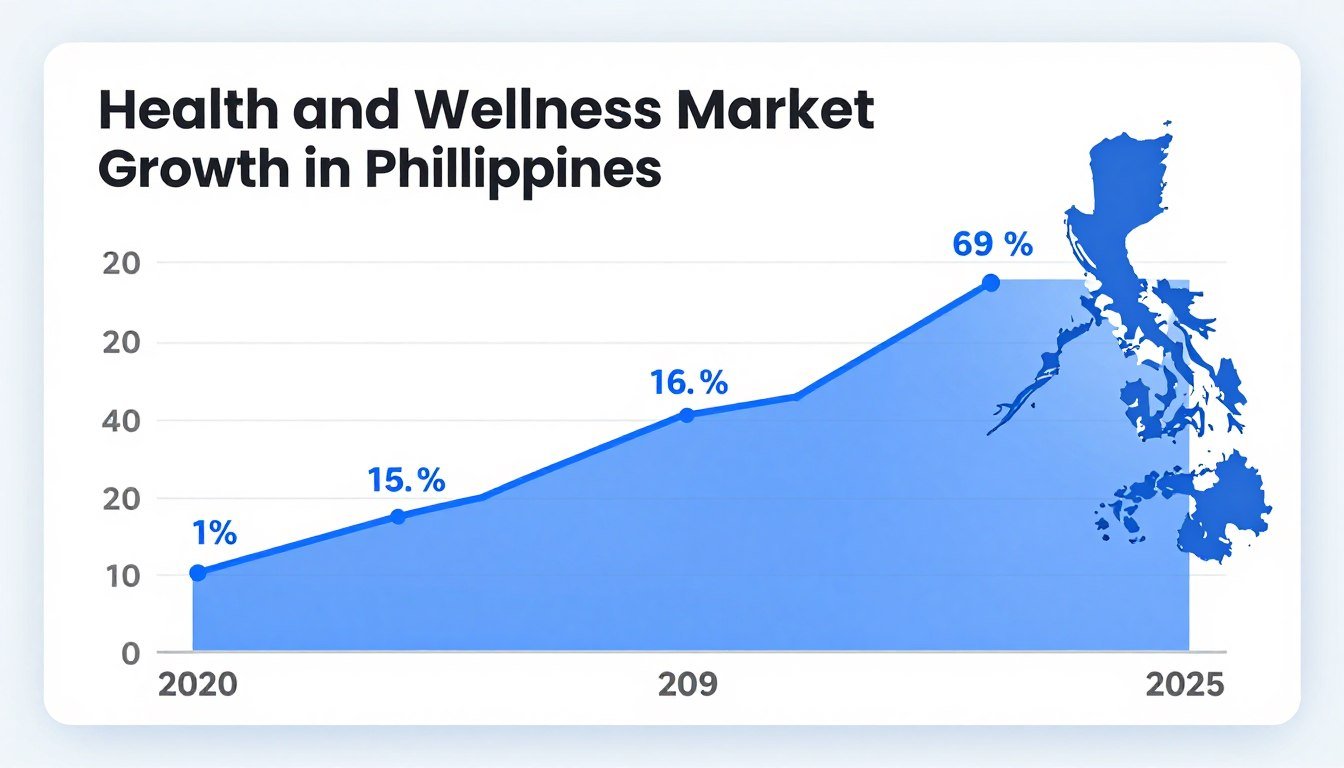 Graph showing growing health and wellness market trend in Philippines with upward projection