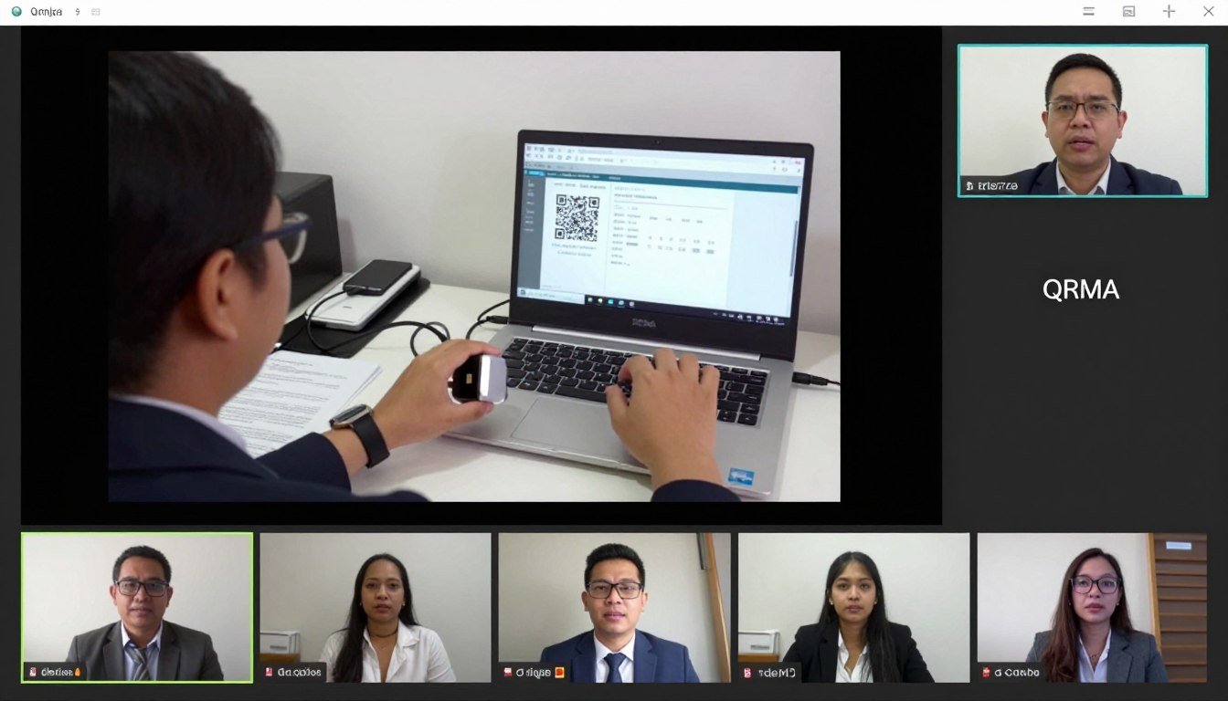 Online training session showing QRMA operation instruction on video conference screen
