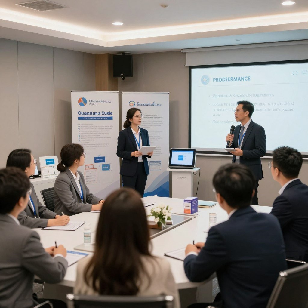 Quantum analyzer at direct selling health product presentation