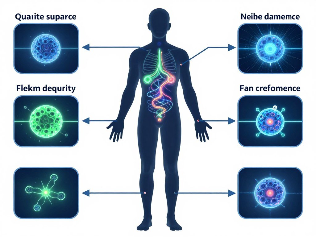 Scientific diagram showing electromagnetic waves emitted by human cells Scientific diagram showing electromagnetic waves emitted by human cells