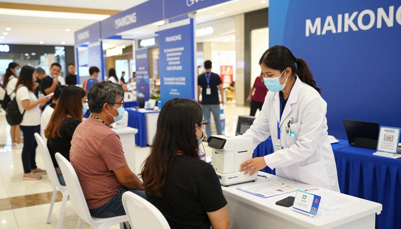 Successful Philippine QRMA distributor conducting health screening event at shopping mall