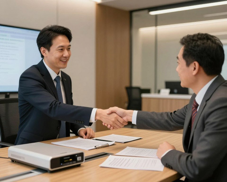 Successful business partnership handshake