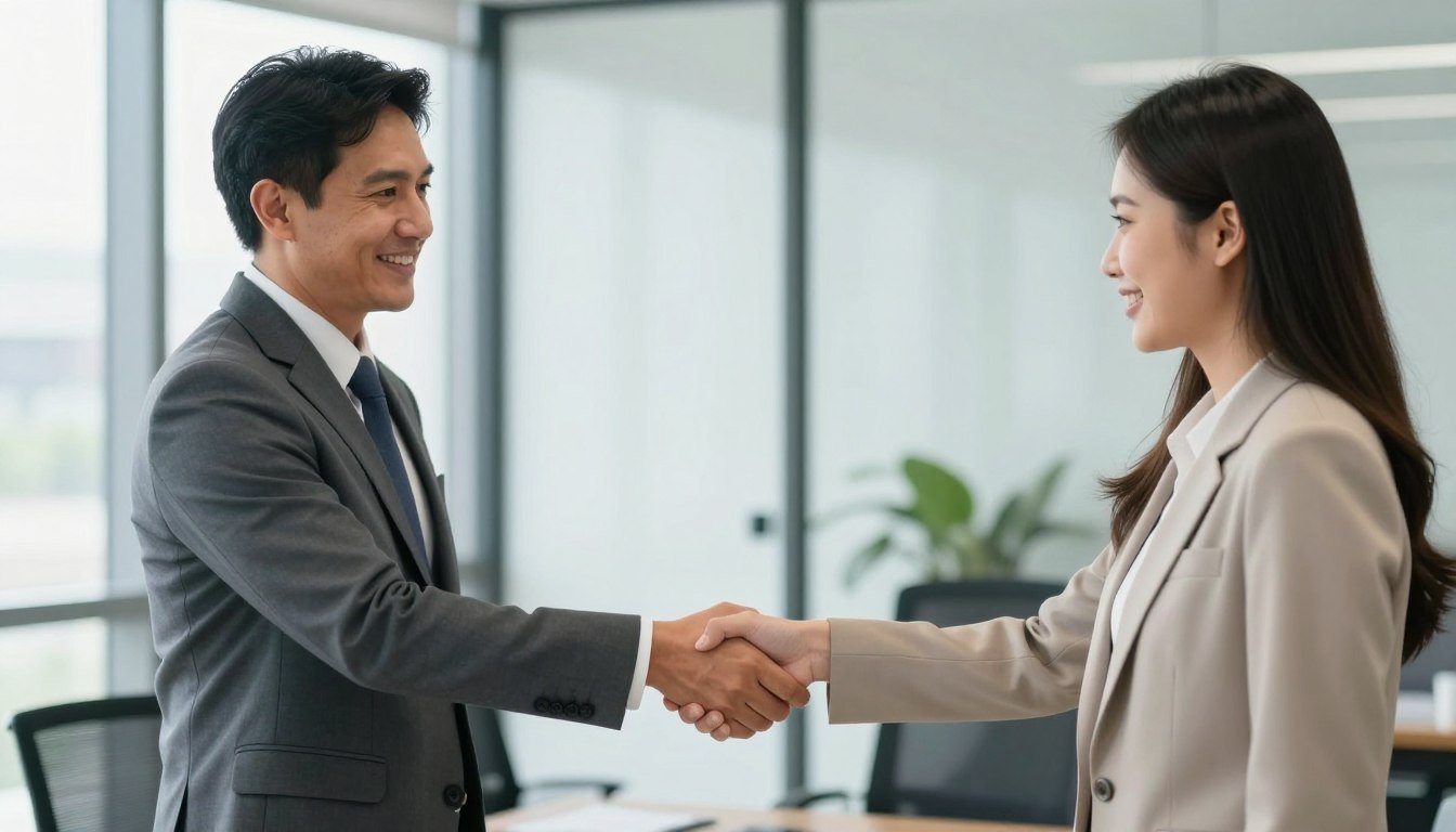 Successful health business partnership handshake