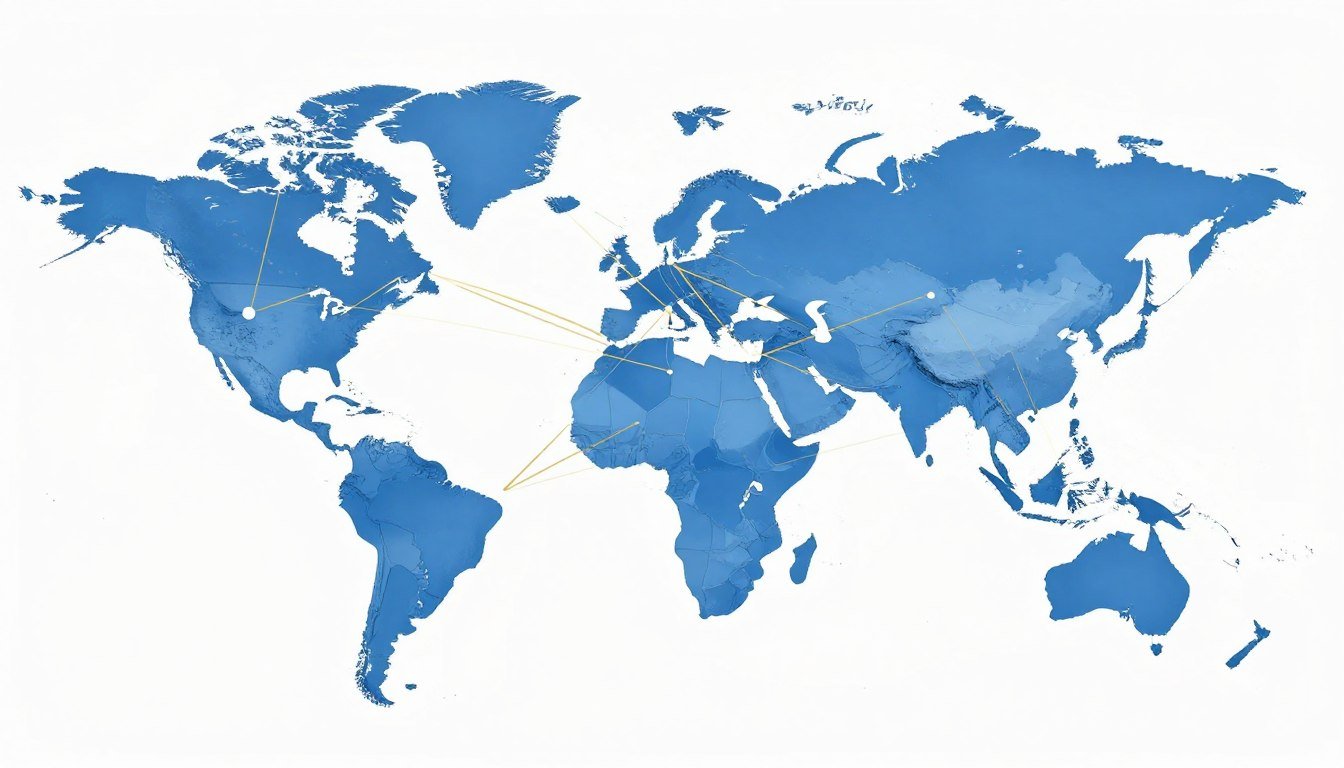 World map showing MAIKONG distributor network across 60 countries with connection lines