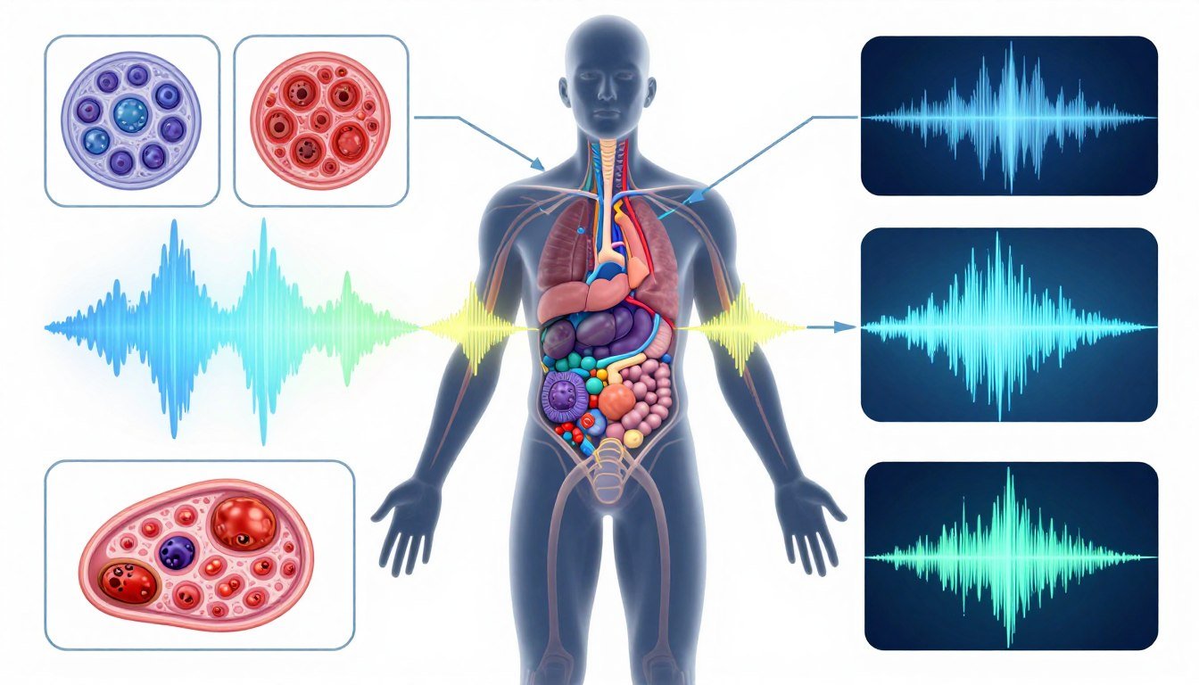 electromagnetic wave analysis diagram showing cellular health detection electromagnetic wave analysis diagram showing cellular health detection