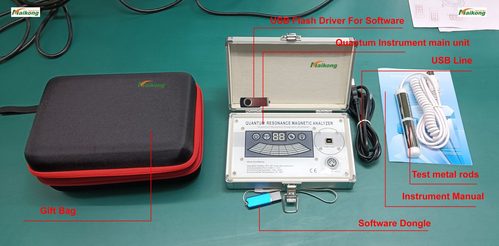 MAIKONG Quantum Scanner MK-001 device with sensor probe and professional packaging