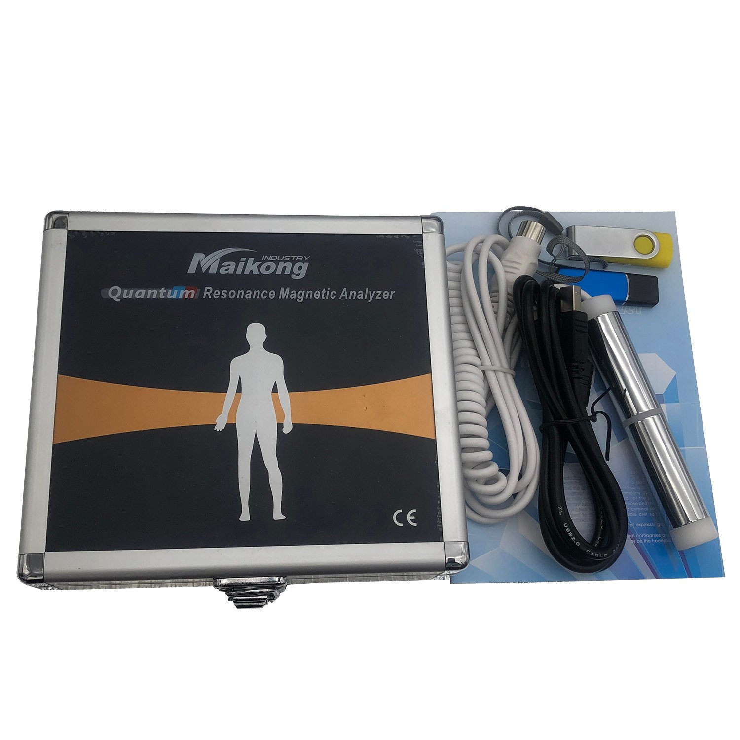 Professional quantum resonance magnetic analyzer device on medical examination table