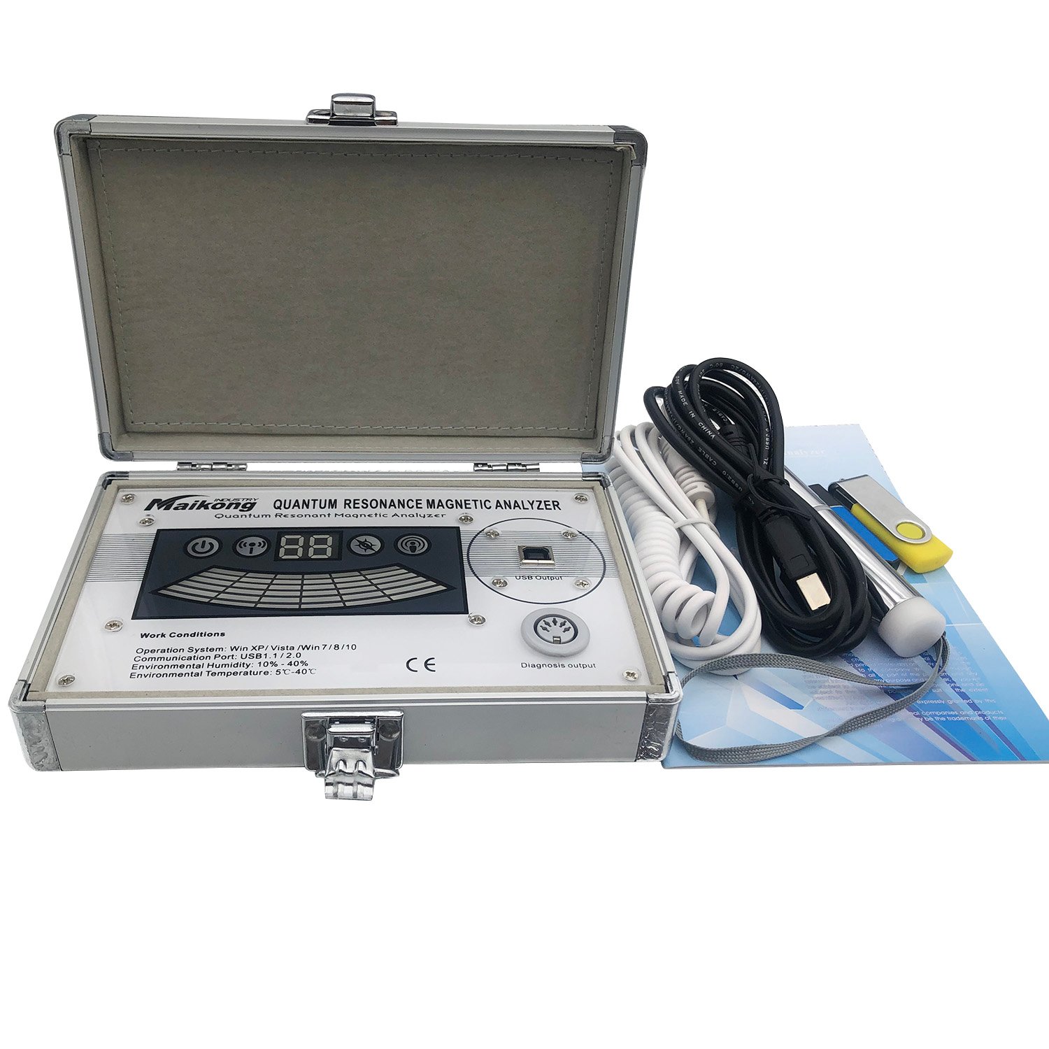 quantum resonance magnetic analyzer device close-up showing sensor and display