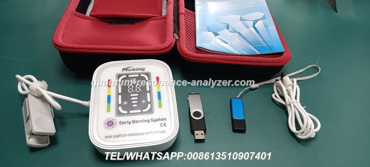 Quantum analyzer device displaying health reports on computer screenQuantum analyzer device displaying health reports on computer screen