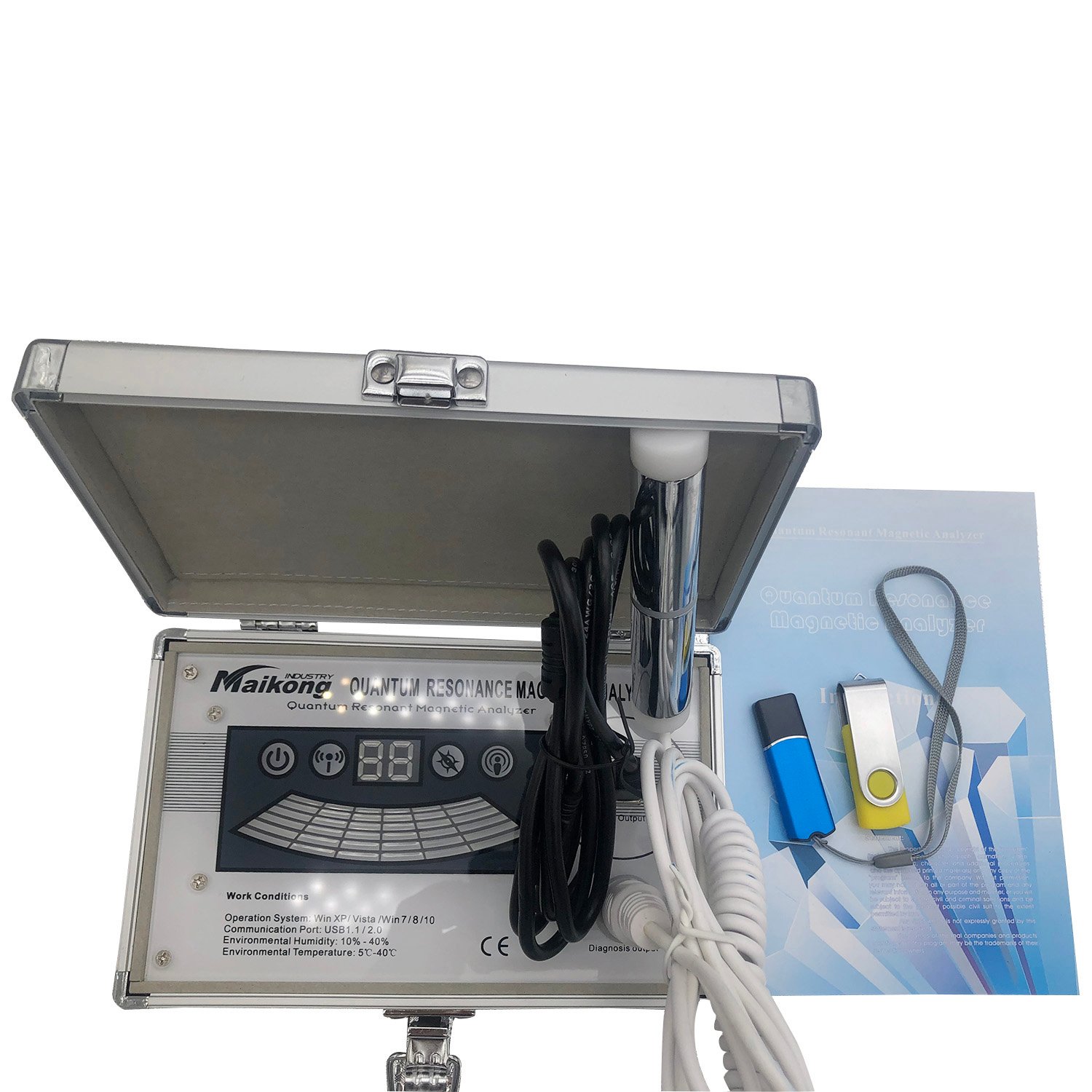 Quantum resonance magnetic analyzer device with USB connection and sensor handle
