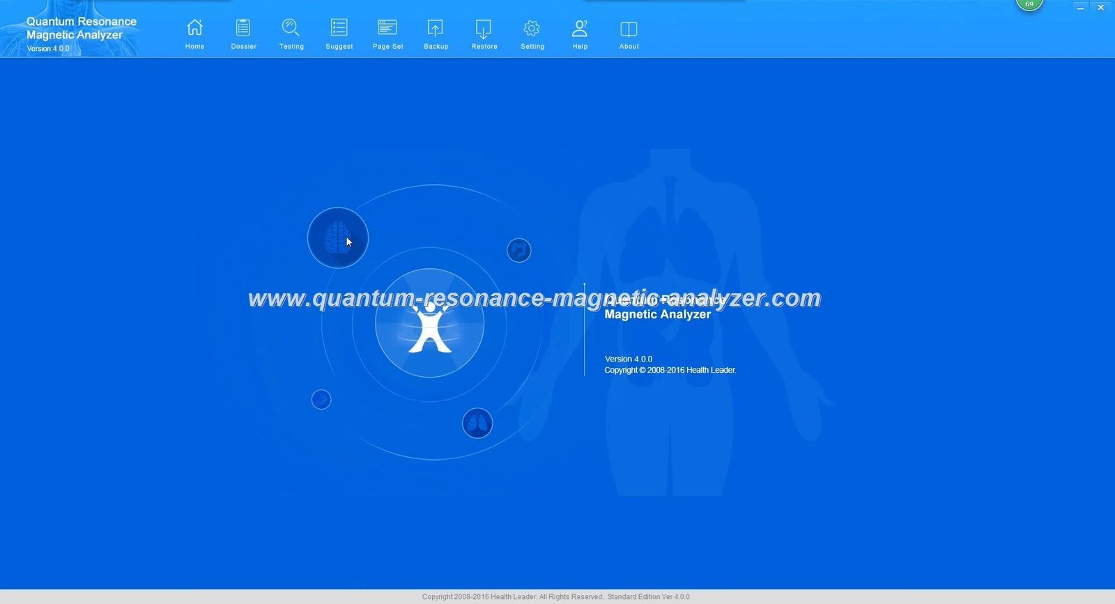 Quantum analyzer generating comprehensive health reports on computer screen