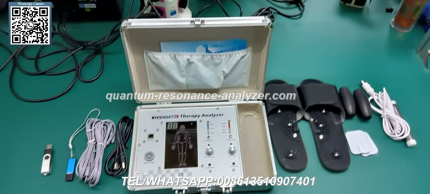 Modern clinic with quantum scanner device on medical desk