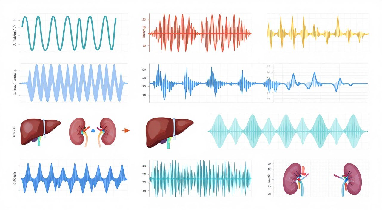 Comparison chart showing frequency patterns of various health conditions detected by quantum analyzer Comparison chart showing frequency patterns of various health conditions detected by quantum analyzer