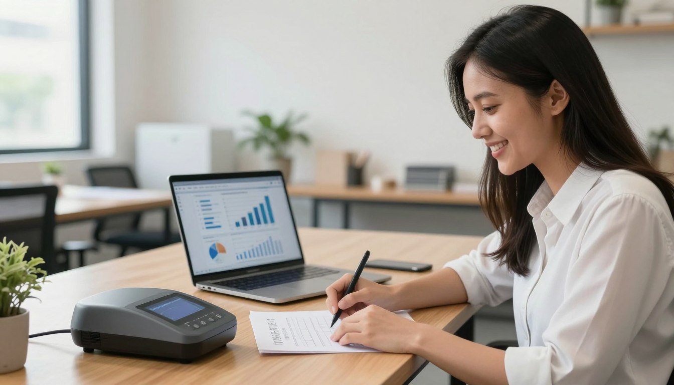 Filipino entrepreneur planning quantum scanner business strategy