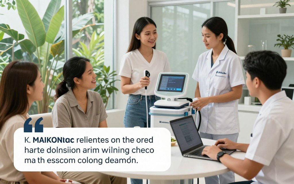 Filipino wellness clinic using MAIKONG quantum resonance magnetic analyzer with satisfied customers