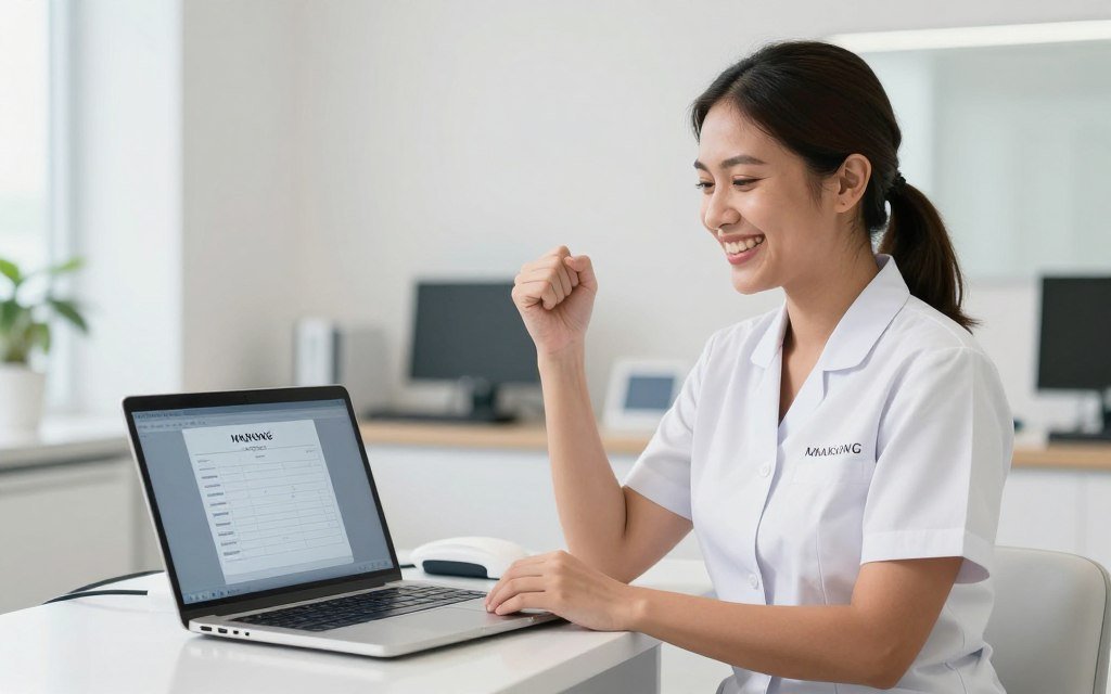 Happy Philippine wellness professional successfully using MAIKONG quantum analyzer after resolving password issues