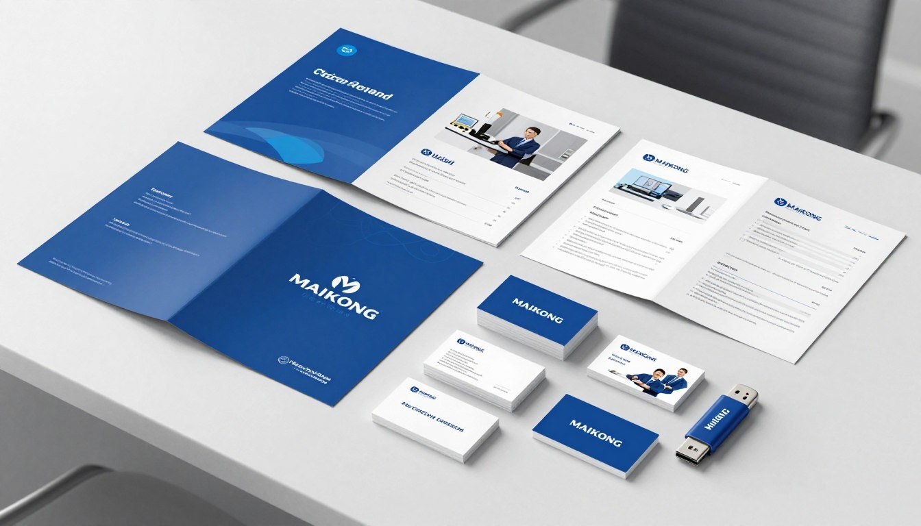 marketing materials including product brochures and sales presentation folders